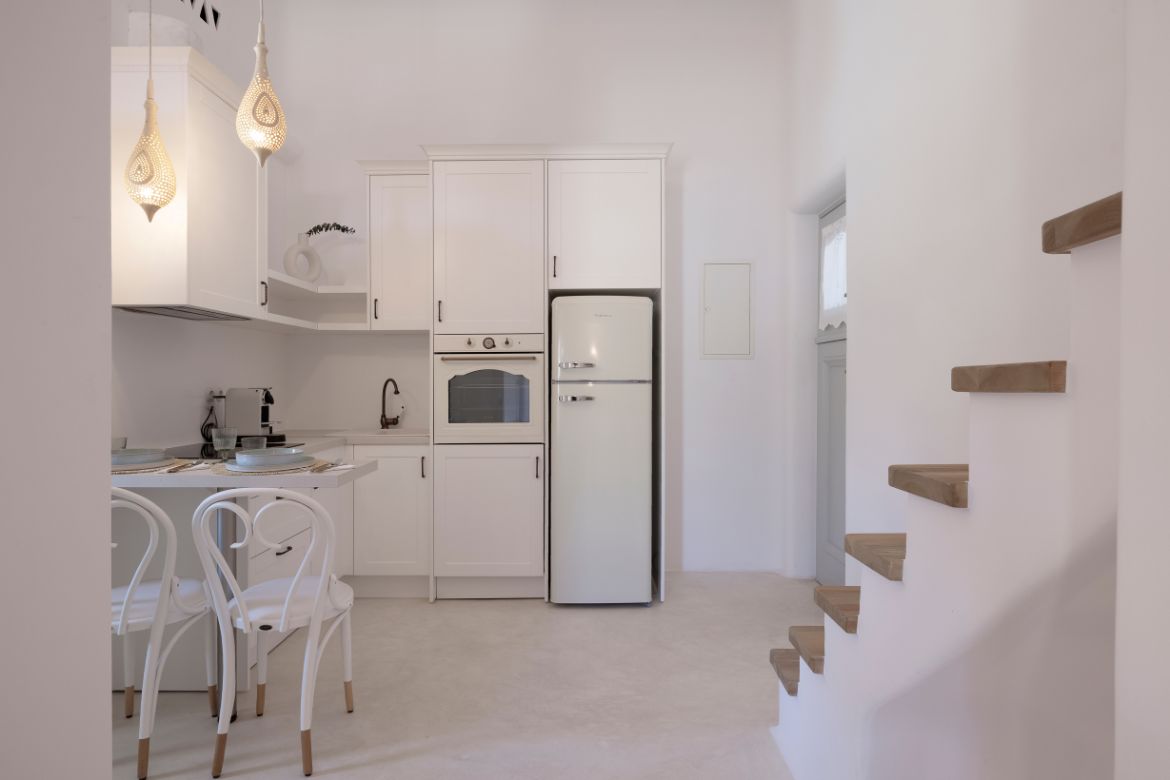 traditional kitchen in Mykonos suite