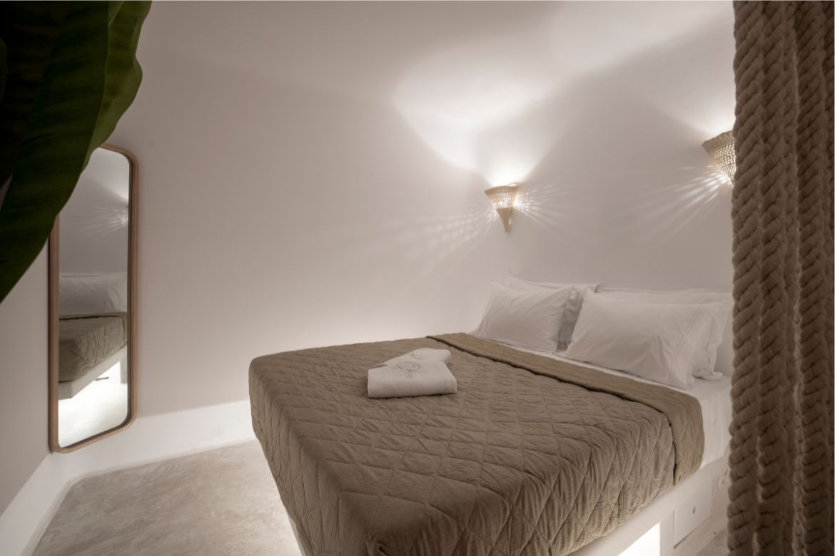 suite in Mykonos Ftelia luxurious bedroom